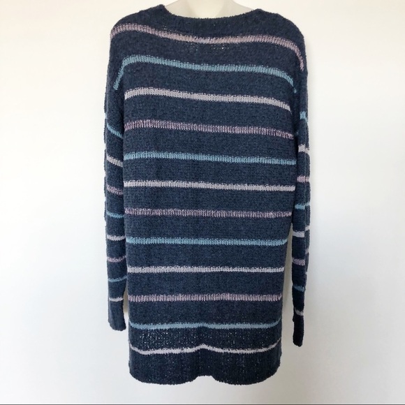Susina Womens Navy Striped Crew Neck Plus Size Boucle Sweater Size 1X - Picture 4 of 7